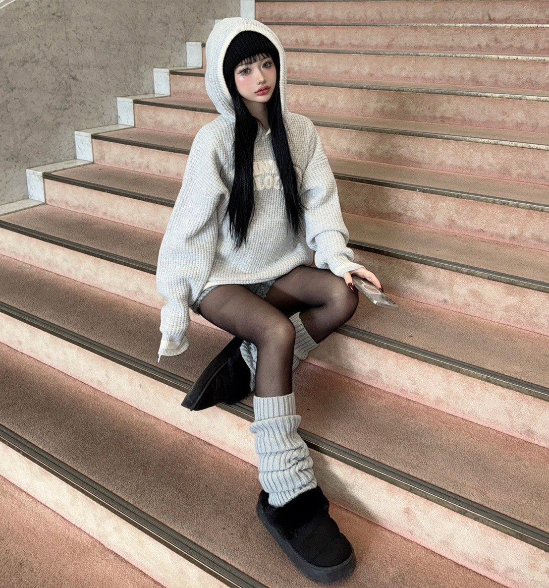 FAINTONE BLOOM KNIT HOODIE - FAINTONE BLOOM