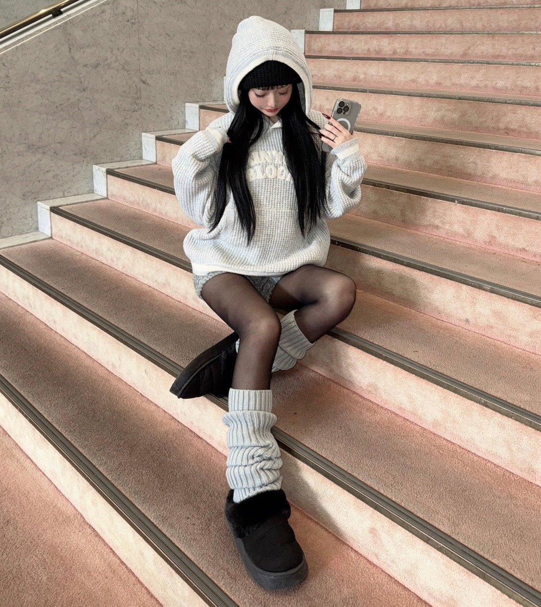 FAINTONE BLOOM KNIT HOODIE - FAINTONE BLOOM