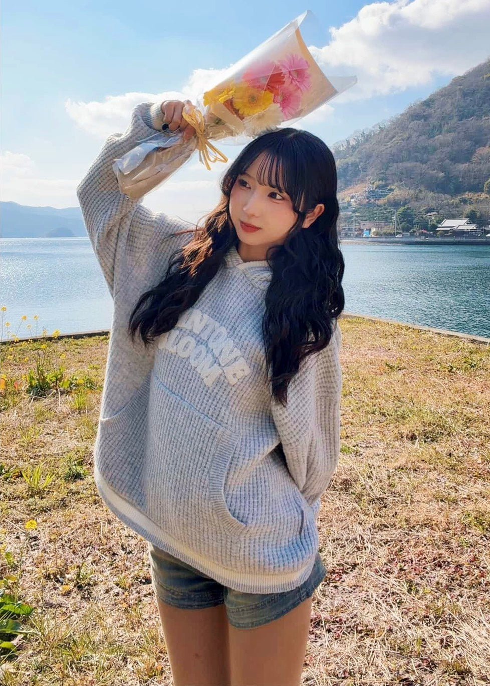 FAINTONE BLOOM KNIT HOODIE - FAINTONE BLOOM